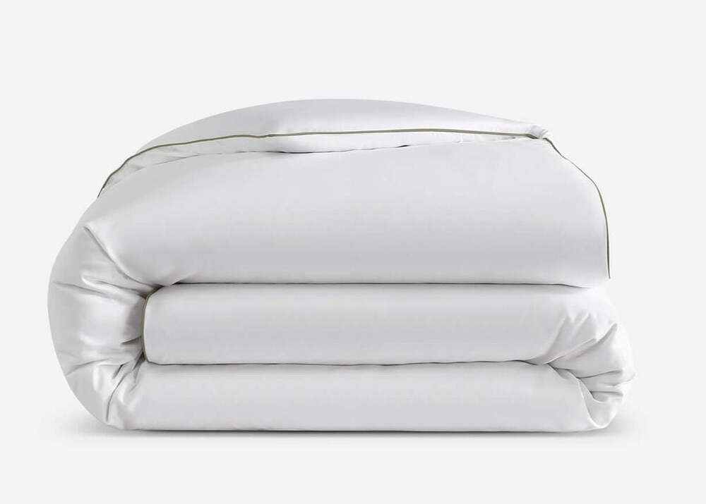 Sunday Citizen Premium Bamboo Piping Collection Queen Duvet Cover Taupe